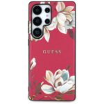 Case Guess Grained Printed Flower Pattern MagSafe for Samsung Galaxy S25 Ultra fuchsia - imagine 3