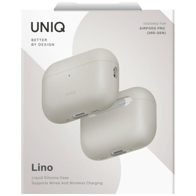 Case UNIQ Lino for AirPods Pro 3 gen      Silicone beige - imagine 6