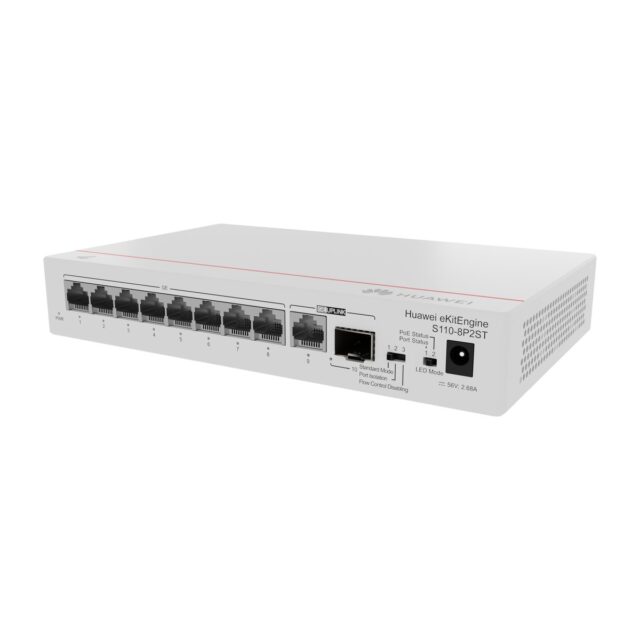 Huawei S110-8P2ST | Switch | 8x GE PoE+, 1x SFP, 1x GE, 124W, AC - imagine 3