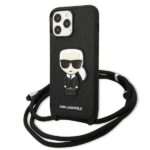 Karl Lagerfeld KLHCP13XCMNIPK iPhone 13 Pro Max 6,7" hardcase black Leather Monogram Patch and