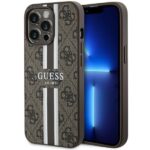 Guess GUHMP13LP4RPSW iPhone 13 Pro / 13 6.1" brown hardcase 4G Printed Stripes MagSafe