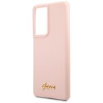 Guess GUHCS21LLSLMGLP S21 Ultra G998 pink hardcase Silicone Script Metal Logo - imagine 6