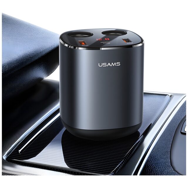 USAMS Car Splitter 2xUSB-A / 1xUSB-C C28 245W grey CC151TC01 (US-CC151) - imagine 5