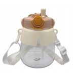 Extralink | Bottle for school, kindergarten | water bottle, with straw, strap, 1L, brown - imagine 2