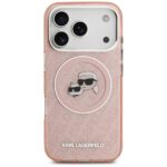 Case Karl Lagerfeld IML Glitter Karl & Choupette Heads Logo MagSafe for iPhone 17 Pro Max pink - imagine 3