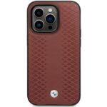 BMW BMHCP14L22RFGR case iPhone 14 Pro 6.1"burgundy Leather Diamond Pattern - imagine 3
