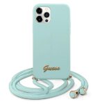 Guess GUHCP12LLSCLMGLB iPhone 12 Pro Max 6,7" light blue hardcase Metal Logo Cord