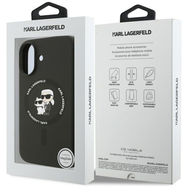 Karl Lagerfeld Silicone Karl&Choupette Ring MagSafe Case for iPhone 17 Black - imagine 8