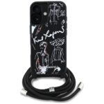 Case Karl Lagerfeld Crossbody Grained    Pattern & Logo MagSafe for iPhone 16 black - imagine 2