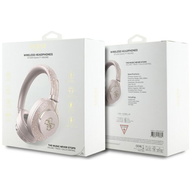 Headphones Guess Bluetooth ENC Metal 4G Logo pink - imagine 5
