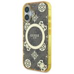 Guess GUHMP16SH4PYEEW iPhone 16 6.1" brown hardcase IML Peony On 4G Background MagSafe - imagine 2