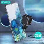 USAMS wall charger 1xUSB-C T42 mini 25W Super SI PD3.0 Fast Charging + U43 cable USB-C/USB-C white - imagine 4