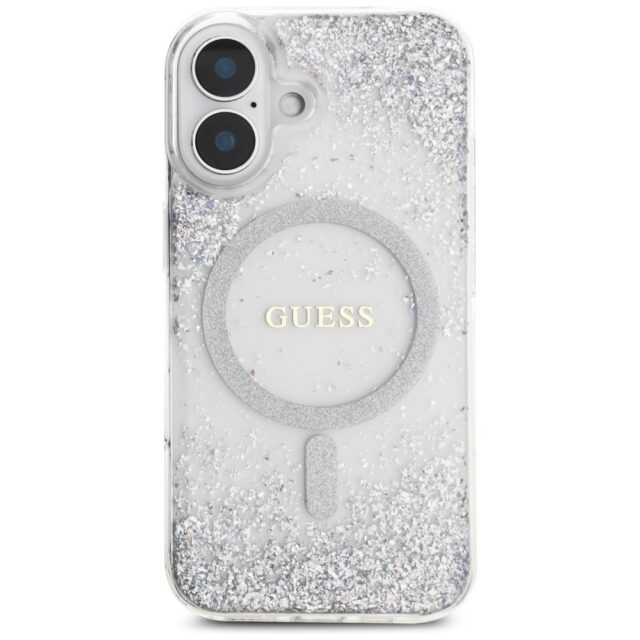 Case Guess HC Resin Bottom Glitter for iPhone 16 MagSafe silver - imagine 3
