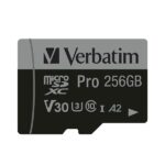 Verbatim 256GB microSD Card + Adapter Pro U3 black 47045 - imagine 2