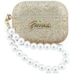Case Guess Glitter Pearl Strap for  AirPods Pro 3 gold