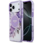Etui Guess IML Flower & Tonal Circle      MagSafe do iPhone 17 Pro Max fioletowy
