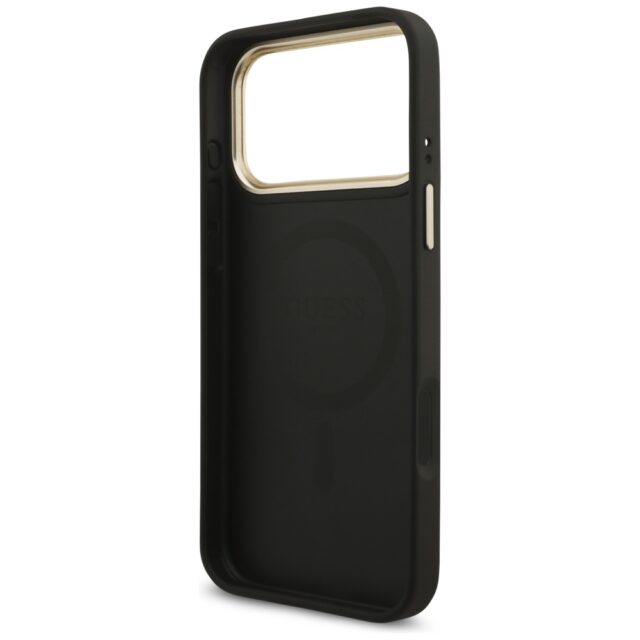 Case Guess 4G Triangle Logo MagSafe for iPhone 17 Pro Max black gold - imagine 7