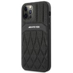 AMG AMHCP12LOSDBK iPhone 12 Pro Max 6.7" black hardcase with Leather Curved Lines - imagine 2