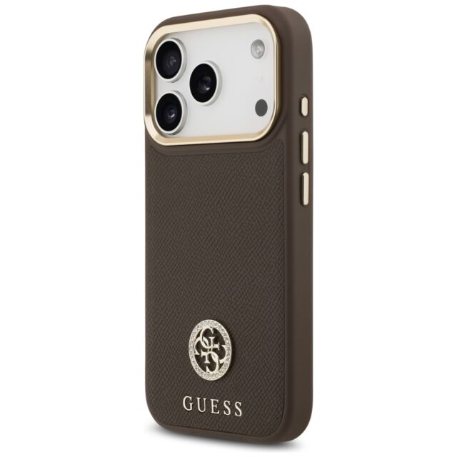 Case Guess Grained Strass Logo MagSafe for iPhone 17 Pro brown - imagine 2