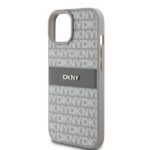 DKNY DKHCP15MPRTHSLE iPhone 15 Plus / 14 Plus 6.7 inch beige hardcase Leather Mono Stripe & Metal Lo - imagine 6