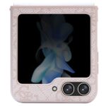 Guess GUHCZF5P4TDPP F731 Z Flip5 pink hardcase Leather 4G Triangle Strass - imagine 3