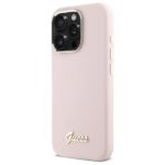 Guess GUHCP16XSMBSLP iPhone 16 Pro Max 6.9" pink hardcase Silicone Script Metal Logo & Frame - imagine 2