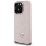 Case Guess Grained Hot Stamp Peony Triangle Logo MagSafe for iPhone 16 Pro Max pink - imagine 2