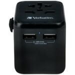 Verbatim Travel Adapter EU/UK/US 2xUSB-A UTA-01 black 49543 - imagine 3