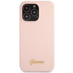 Guess GUHCP13XLSLMGLP iPhone 13 Pro Max 6.7" light pink hardcase Silicone Script Gold Log - imagine 3