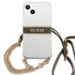 Guess GUHCP13MKC4GBGO iPhone 13 / 14 / 15 6,1" Transparent hardcase 4G Brown Strap Gold Chain - imagine 3