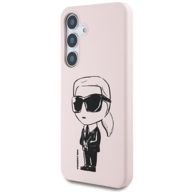 Case Karl Lagerfeld Silicone Graffiti Ikonik Printed Logo MagSafe for Samsung Galaxy S25 pink - imagine 2