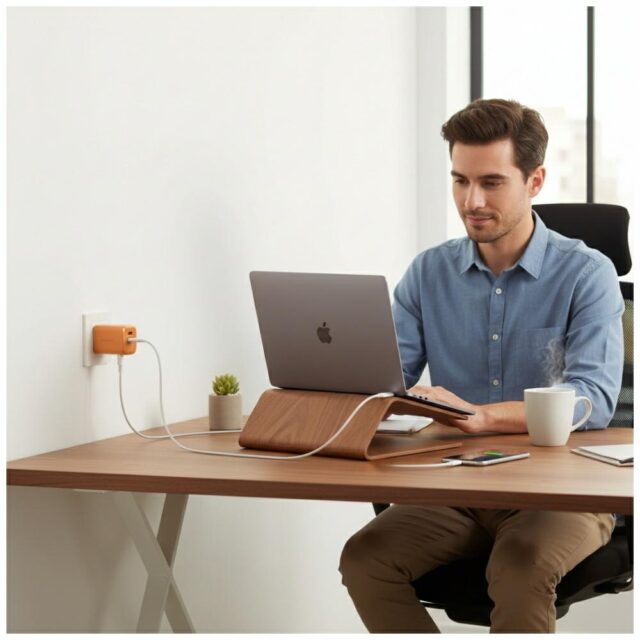 Wall charger Energea Ampcharge GaN35 USB-C/USB-A PD/PPS/QC3.0 35W orange - imagine 5