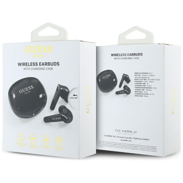 Headphones TWS Guess Flat Classic Logo Electroplated black - imagine 6