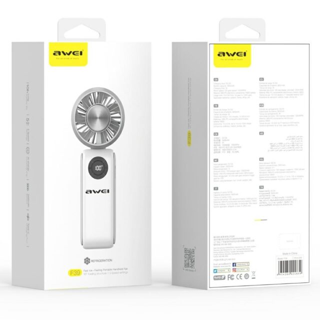Handheld fan AWEI F39 Fast Ice white - imagine 8