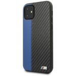 BMW case BMHCN61MCARBL iPhone 1 / Xr 6,1" black hardcase M Collection PU Carbon Blue Stripe - imagine 2