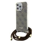 Guess GUHCP15XHC4SEW iPhone 15 Pro Max 6.7" brown hardcase Crossbody Cord 4G Print