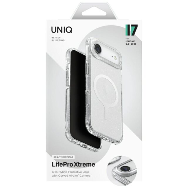 UNIQ LifePro Xtreme Case for iPhone Air Magclick Charging Clear/Glitter - imagine 6