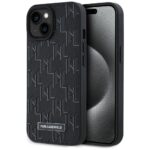 Karl Lagerfeld KLHMP15SPKHPORPK iPhone 15 / 14 / 13 6.1" hardcase black Leather Monogram Metal