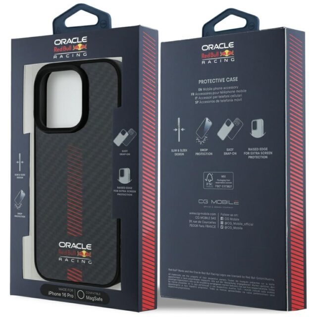 Red Bull RBHMP16L24CFGSMK iPhone 16 Pro  6.3" hardcase black Carbon Fiber Power Bar MagSafe - imagine 8