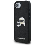 Case Karl Lagerfeld Fixed Glitter Karl&Choupette Heads Metal Pin for iPhone 16e black - imagine 2