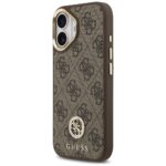 Guess 4G Strass Logo & Big Strap Metal Buttons MagSafe Case for iPhone 17 Brown - imagine 2