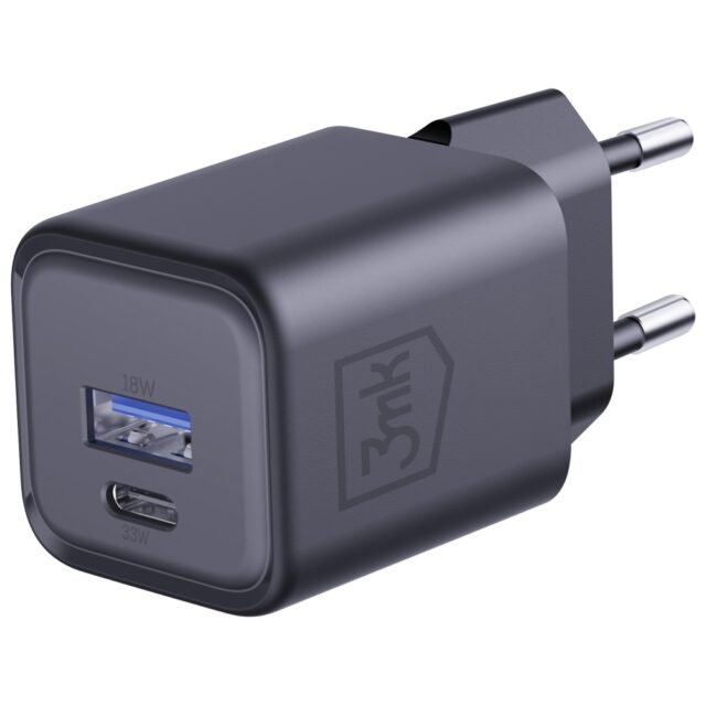 Ładowarka sieciowa 3MK Hyper Charger PD   33W GaN QC4+ PPS AFC FCP SCP USB-A + USB-C czarny - imagine 6