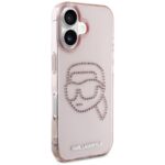 Case Karl Lagerfeld IML Rhinestones Karl Head for iPhone 16 pink - imagine 4