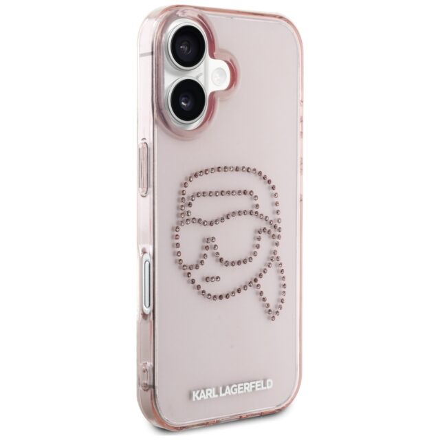 Case Karl Lagerfeld IML Rhinestones Karl Head for iPhone 16 pink - imagine 4