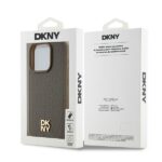 DKNY DKHMP15LPSHRPSW iPhone 15 Pro 6.1 inch brown hardcase Leather Monogram Pattern Metal Logo MagSa - imagine 8
