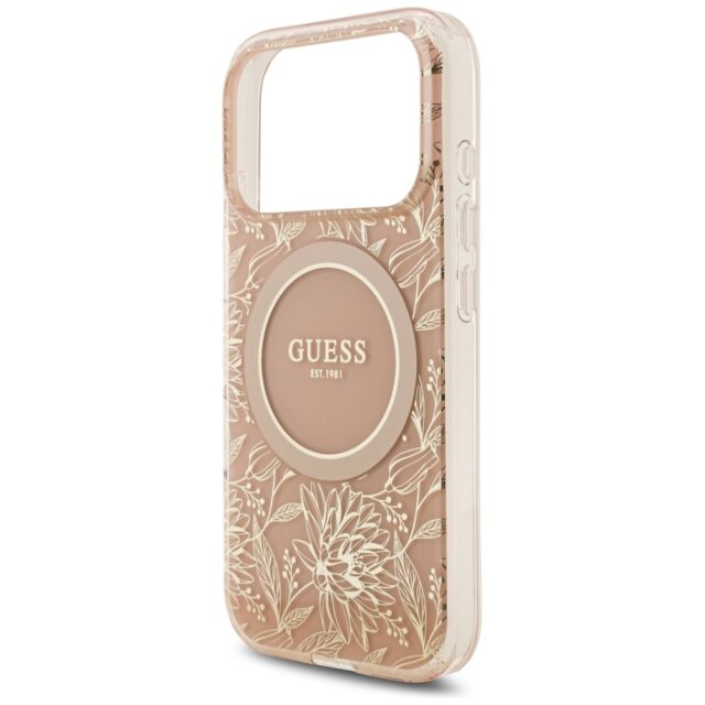 Guess IML Flowers Electro Pearl Strap MagSafe Case for iPhone 17 Pro Pink - imagine 6