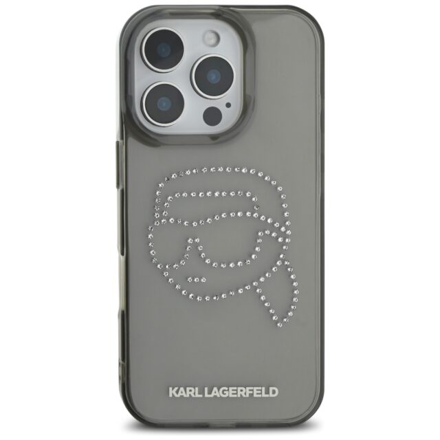 Case Karl Lagerfeld IML Rhinestones Karl Head for iPhone 16 Pro black - imagine 3