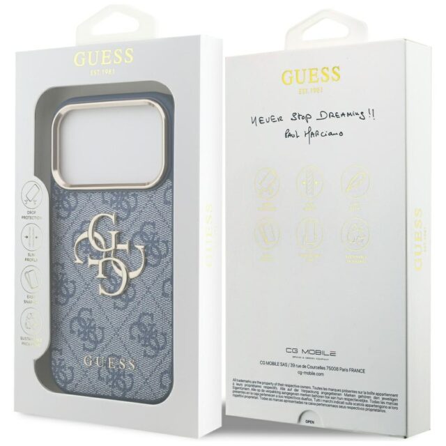 Case Guess 4G Big 4G Classic Logo for iPhone 17 Pro blue gold - imagine 8