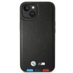 BMW BMHMP14M22PTDK iPhone 14 Plus / 15 Plus 6,7" black Leather Stamp Tricolor Magsafe - imagine 3