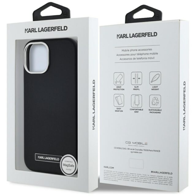 Case Karl Lagerfeld  FW Metal Plate MagSafe for iPhone 15 black - imagine 8